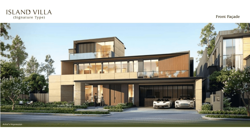 tampilan facade island villa tipe signature lebar 30