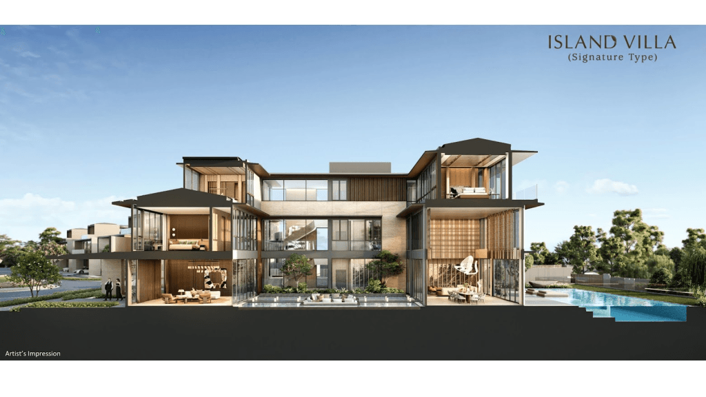 penampang samping rumah island villa tipe signature